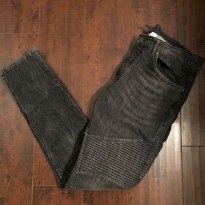 H&M Divided Grey Skinny Denim Biker Jeans 36x34